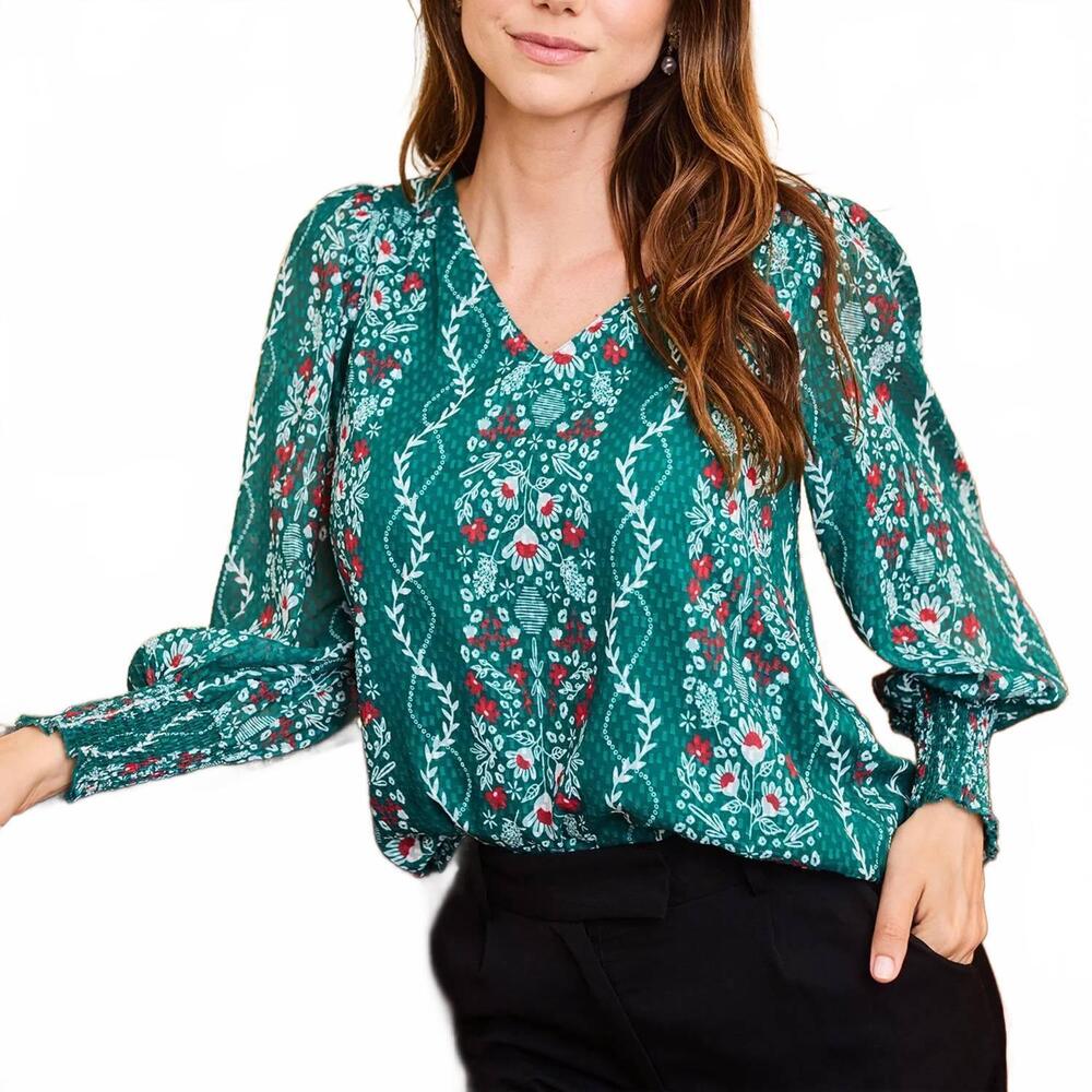 NEW MARY SQUARE anastasia ivy lane blouse in green